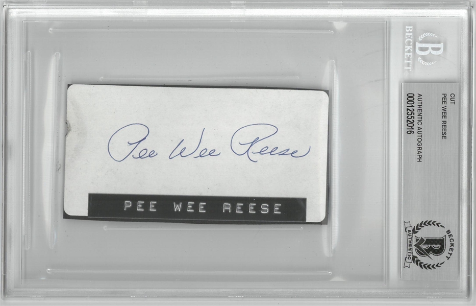 Pee Wee Reese Autographed 2x4 Cut