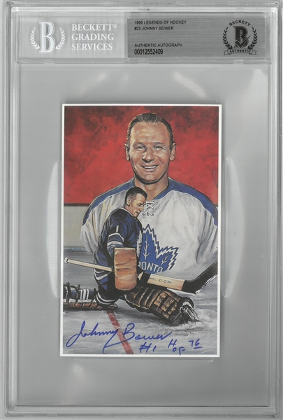 Johnny Bower Autographed Legends of Hockey Card