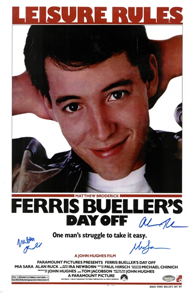 Ferris Bueller 11x17 Autographed by Broderick, Ruck and Sara