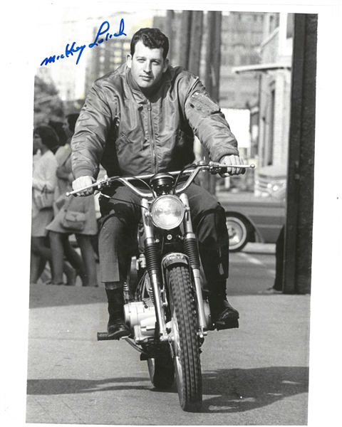 Mickey Lolich Autographed Press Photo - Riding Cycle