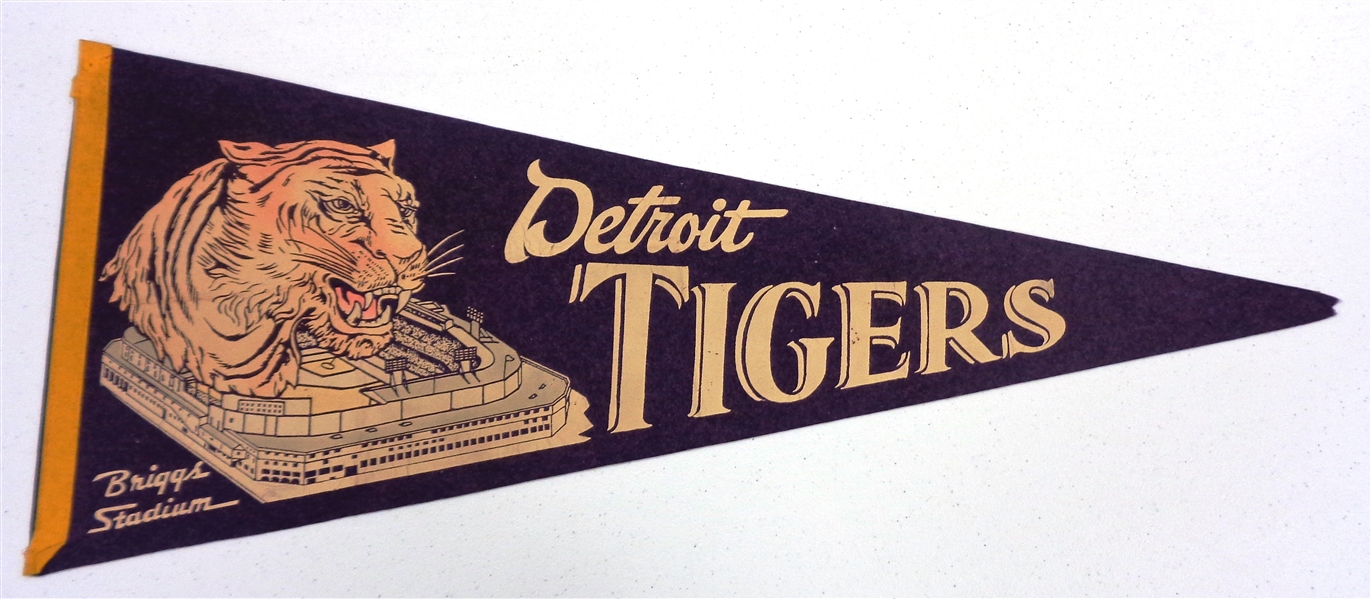 Detroit Tigers Briggs Stadium 1950s Pennant