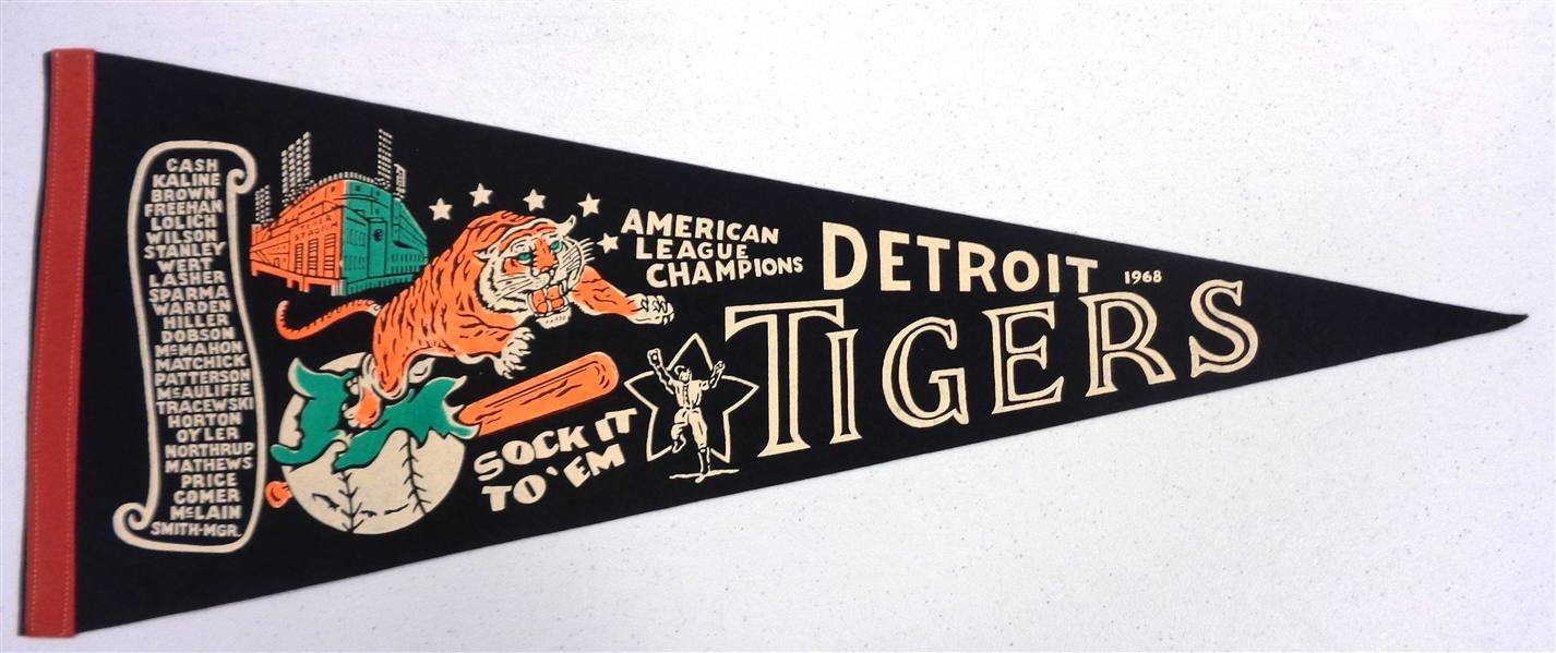 1968 Detroit Tigers AL Champs Pennant w/ Names
