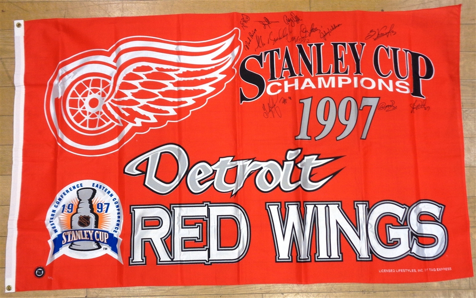 97 Red Wings 3x5 Flag Signed by 13