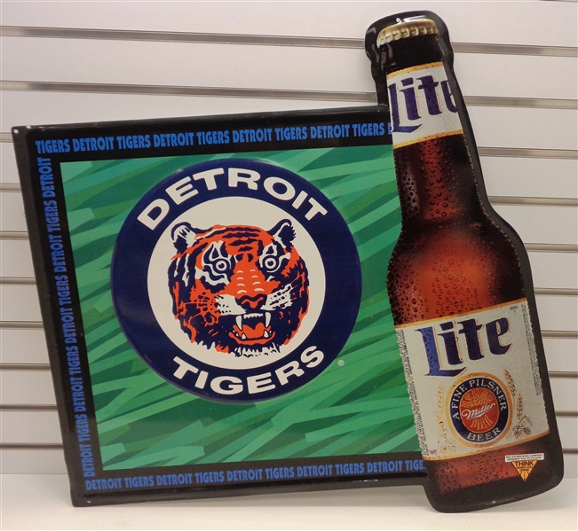 Detroit Tigers 32x34 Miller Lite Metal Sign (pick up only)