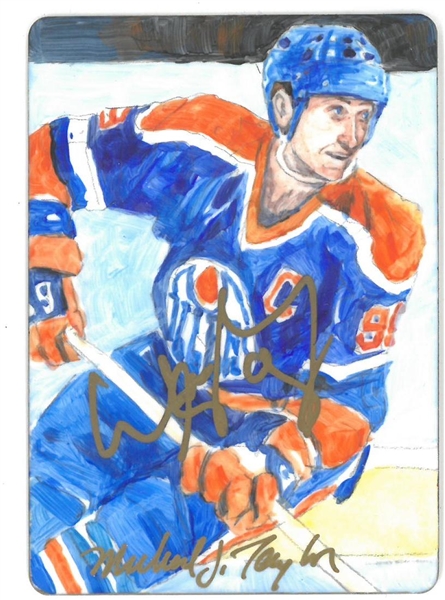Wayne Gretzky Autographed Hand Drawn Ceramic 2.5x3.5 Card