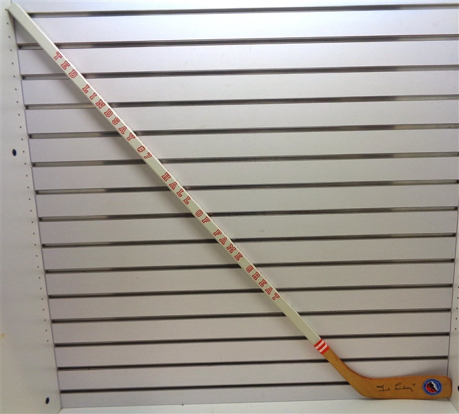 Ted Lindsay Autographed Painted Stick