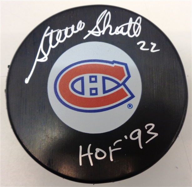 Steve Shutt Autographed Canadiens Puck w/ HOF