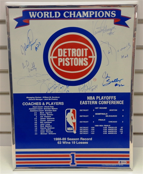 Detroit Pistons 1988/89 Multi Signed 14x20 Metal Sign