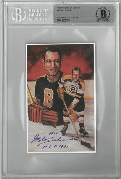 Milt Schmidt Autographed Legends of Hockey Card