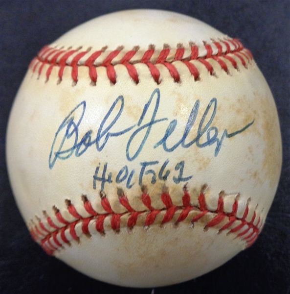 Bob Feller Autographed Baseball w/ HOF 62