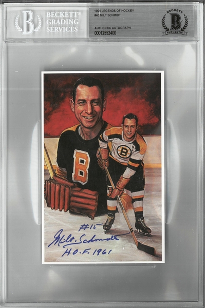 Milt Schmidt Autographed Legends of Hockey Card