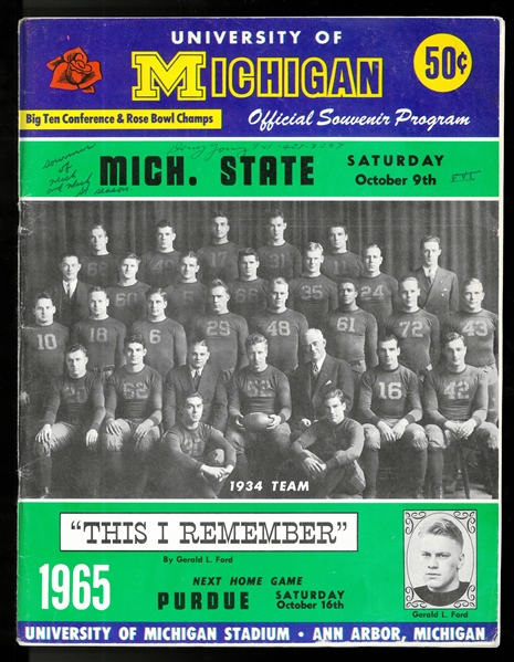 1965 U of M vs. MSU Football Program & Tickets