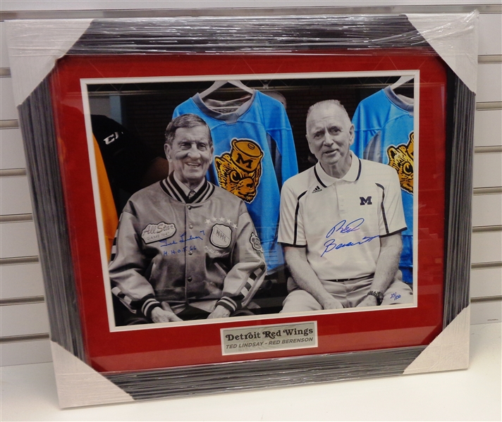 Ted Lindsay & Red Berenson Autographed Framed L/E 16x20