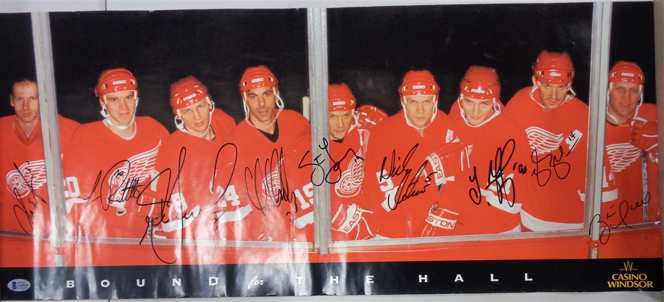Bound for the Hall Poster Signed by 9 Red Wings Hall of Famers