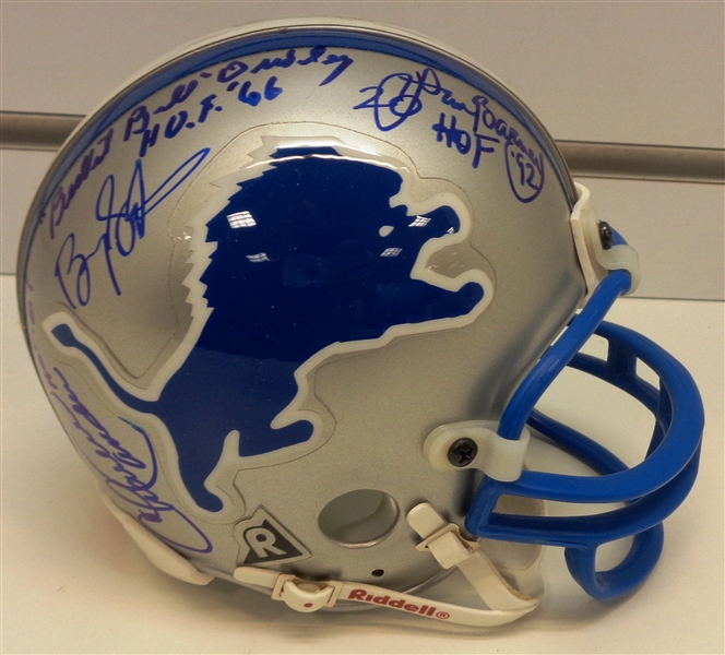 Detroit Lions Mini Helmet Signed by 7 HOFers