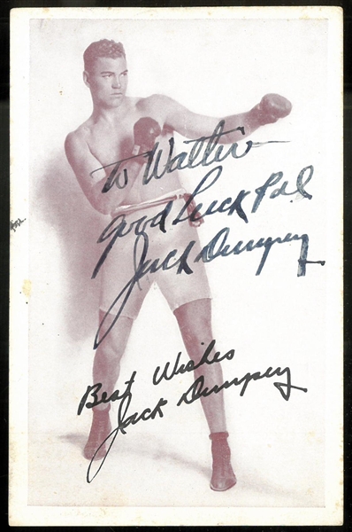 Jack Dempsey Autographed Postcard