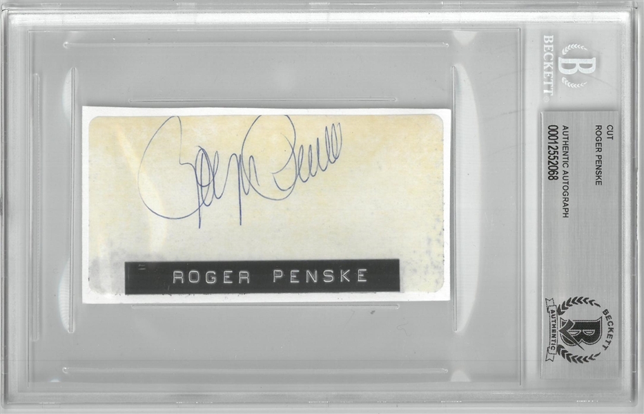 Roger Penske Autographed 2x4 Cut