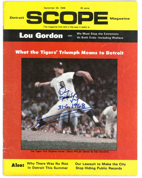 Denny McLain Autographed 1968 Detroit Scope Magazine