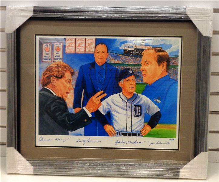 Detroit Coaching Hall of Famers Autographed Framed Lithograph
