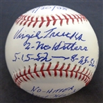 Detroit Tigers No Hitters Ball Signed by 5 & Inscribed