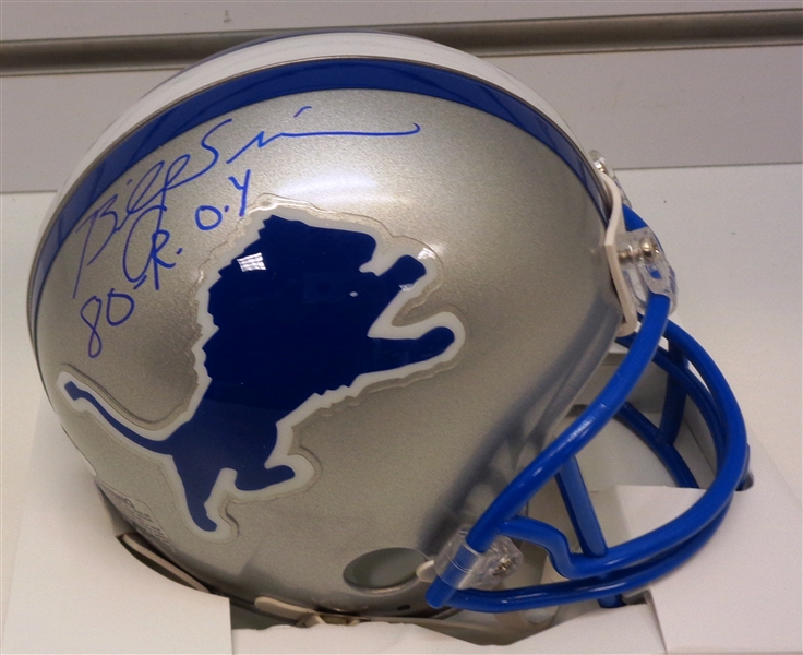 Billy Sims Autographed Lions Mini Helmet w/ ROY