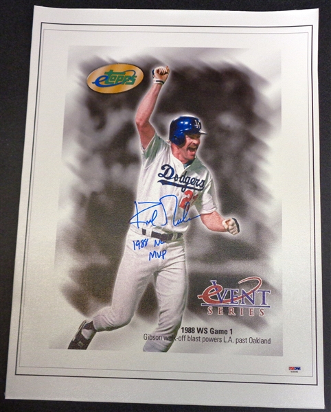 Kirk Gibson Autographed 17x22 Canvas w/ 88 MVP