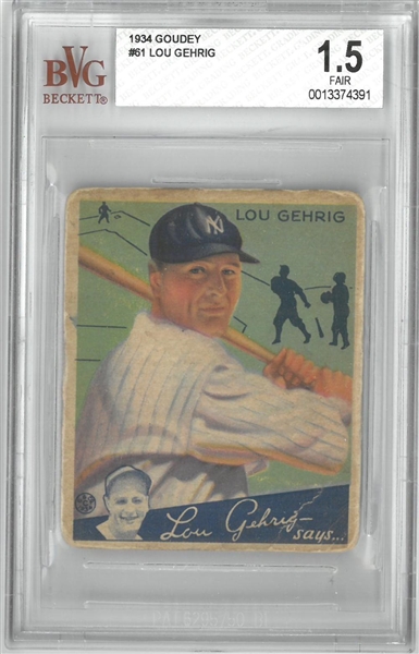 Lou Gehrig 1934 Goudey BVG 1.5