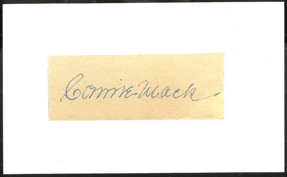 Connie Mack Autographed Cut Glued to an Index Card