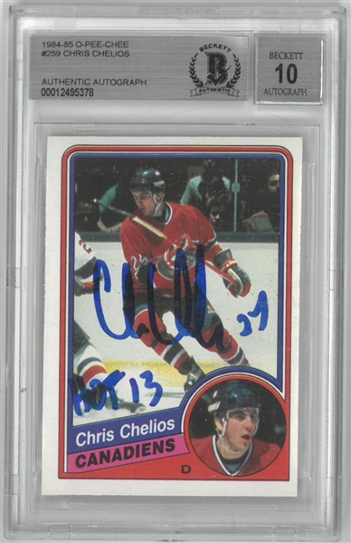 Chris Chelios Autographed 1984/85 O-Pee-Chee w/ 10 Signature