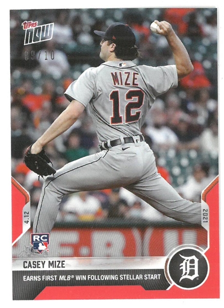 Casey Mize 2021 Topps Now Red #9/10 Rookie Card