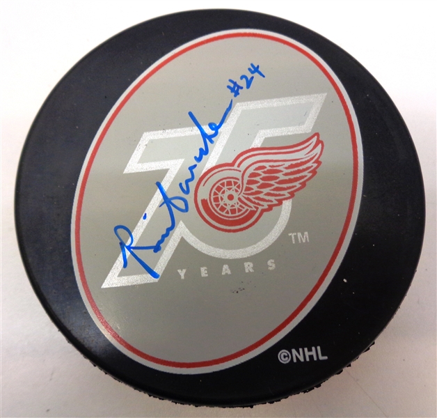Brian Conacher Autographed Red Wings 75 Puck