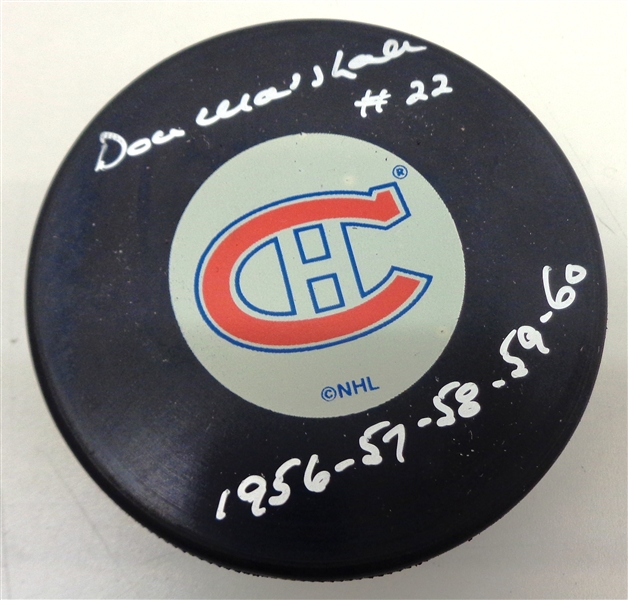 Don Marshall Autographed Canadiens Puck
