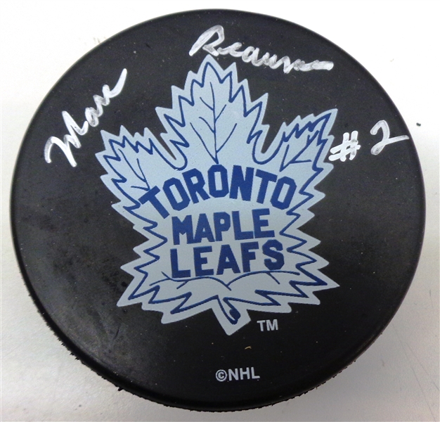 Marc Reaume Autographed Maple Leafs Puck