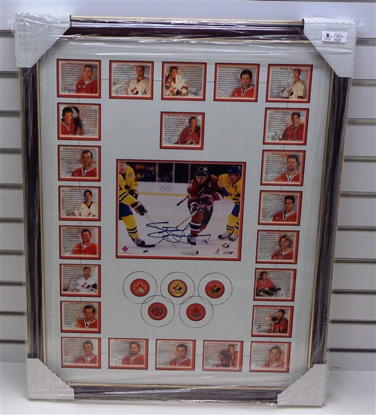 Steve Yzerman Autographed 8x10 Framed with Cards