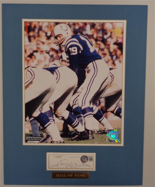 Johnny Unitas Autographed Cut Matted w/ 8x10