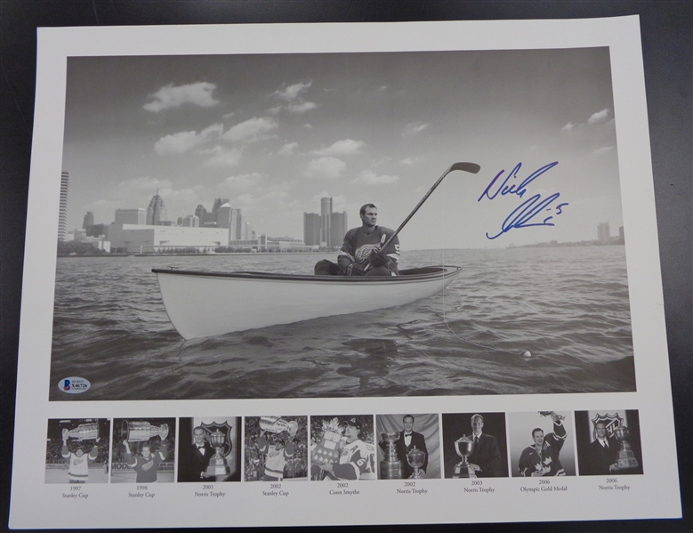 Nick Lidstrom Autographed 16x20 Fishing Photo