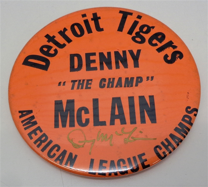 Denny McLain Autographed Vintage Button