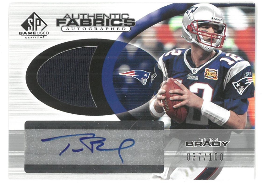 Tom Brady Autographed 2004 Upper Deck SP Game Used #37/100 Authentic Fabrics