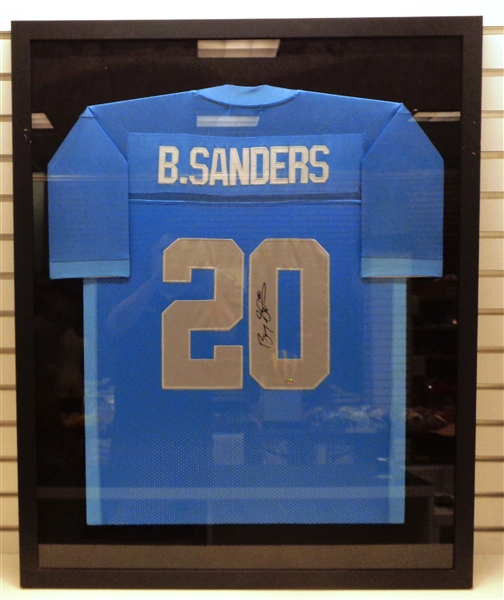 Barry Sanders Autographed Framed Jersey (pick up only)