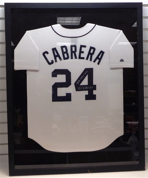 Miguel Cabrera Autographed Framed Tigers Jersey (Pick up only)