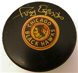 Tony Esposito Autographed Vintage Blackhawks Puck