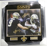 Drew Brees & Alvin Kamara Autographed 16x20 Framed