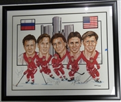 Russian Five Autographed Framed Lithograph (Pick up only)