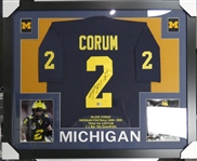 Blake Corum Autographed Framed Jersey (Pick up Only)