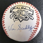 Vin Scully Autographed Jackie Robinson Logo Baseball