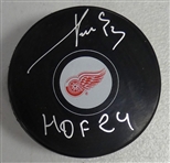 Pavel Datsyuk Autographed Red Wings Puck w/ HOF