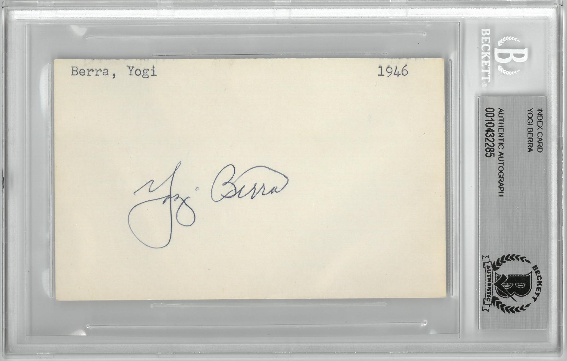 Lot Detail - Yogi Berra Autographed 3x5 Index Card