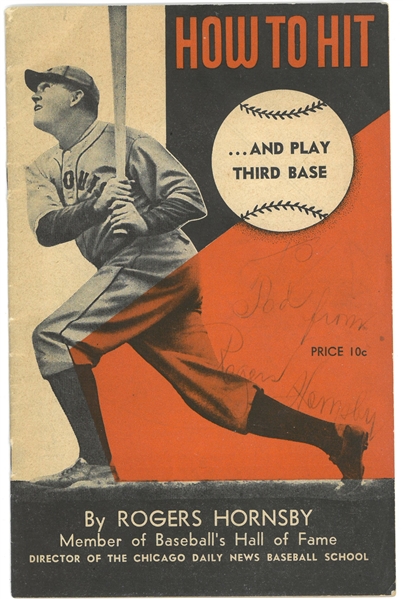 Rogers Hornsby Signed "How to Hit and Play Third Base" Instructional Bookley