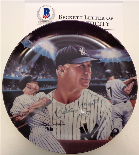 Mickey Mantle Autographed 8" Plate