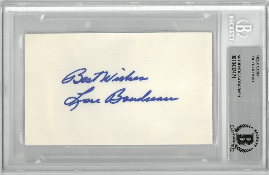 Lou Boudreau Autographed 3x5 Index Card